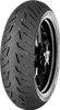 A close-up studio shot of a motorcycle tire mounted on a black rim. Produktbild-Vorschau