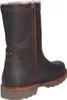 A single brown leather boot with a fur lining is shown from the side and back. Produktbild-Vorschau