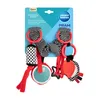 A product packaging for a baby toy designed to be attached to a pram or car seat. Podgląd zdjęcia produktu
