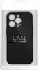 A black phone case is displayed in its packaging. Produktbild-Vorschau