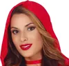 Close-up of a woman's face wearing a red hooded costume. Produktbild-Vorschau