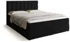 A black upholstered box spring bed with a tufted headboard and bedding. Produktbild-Vorschau