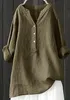 ASKSA Damen Baumwolle Leinen Bluse Einfarbig Langarm Shirt Produktbild-Vorschau 2