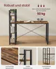 A desk with shelves, shown from the front, with close-up shots of its details at the bottom. Produktbild-Vorschau