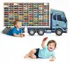 Modellauto-Regal für 80 Autos 1:64 – Wandregal & Setzkasten für Spielzeugautos, Lkw-Motiv, Blau, Birken-Sperrholz – Gesamtansicht auf neutralem Hintergrund Produktbild-Vorschau