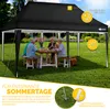 A family is enjoying a meal under a black pop-up gazebo in a grassy backyard. Anteprima dell’immagine prodotto