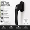 Alu Fenstergriff in Schwarz RAL 9005 abschließbar - Produktbild-Vorschau 2