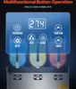 A multifunctional button operation panel with a digital display, icons, and text overlayed on a slush machine. Voir les images du produit