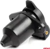 A black 3-pin 12V trailer socket is shown against a white background. Podgląd zdjęcia produktu