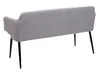 A grey upholstered bench with black legs, shown from the back. Náhled obrázku produktu