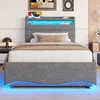 A bed with LED lighting in a bedroom setting. Produktbild-Vorschau