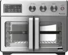 A front view of a silver TurboTronic digital air fryer oven with its doors open. Produktbild-Vorschau