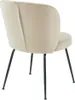 6er Set Stühle aus Velours und Metall - Farbe beige - Produktbild-Vorschau 5