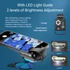 A smartphone with a microscope attachment is shown, with close-up images of butterfly wings and a butterfly. Text describes the features of the microscope attachment. Produktbild-Vorschau