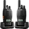 Two black walkie-talkies are shown in their charging docks against a white background. Produktbild-Vorschau