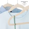 Close-up view of clothing on hangers, highlighting the groove feature for straps. Produktbild-Vorschau