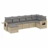 vidaXL 7-tlg. Garten-Sofagarnitur mit Kissen Beige Poly Produktbild-Vorschau 1