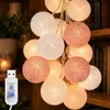 USB-Lichterkette – Baumwollkugeln mit Timer – 3 Meter – 20 Produktbild-Vorschau 1