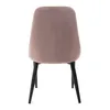 The back view of a pink velvet chair with black legs on a white background. Náhľad obrázku produktu