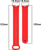 Two red watch straps are shown side-by-side with measurement annotations. Produktbild-Vorschau
