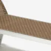 A close-up view of a section of a chaise lounge chair, showing the woven seat and the aluminum frame. Produktbild-Vorschau