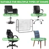 Collage showing different types of chairs that a protective cover can be used on, including salon chairs, office chairs, computer chairs, and dining chairs. Produktbild-Vorschau