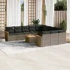 vidaXL 12-tlg. Garten-Sofagarnitur mit Kissen Grau Poly Produktbild-Vorschau 2