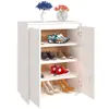 The Living Store Schuhschrank Weiß 60x35x80 cm Massivholz Produktbild-Vorschau 4
