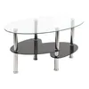 Oval Couchtisch aus Glas mit 2 Ebenen,Beistelltisch mit Produktbild-Vorschau 3