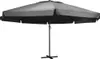 A gray patio umbrella with a black pole and base, isolated on a white background. Anteprima dell’immagine prodotto