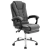 A gray office chair with a headrest and footrest is shown against a white background. Produktbild-Vorschau