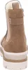 The back view of a brown and beige boot with a white sole. Produktbild-Vorschau