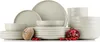 A collection of beige ceramic dishes, a bread roll, and a halved pomegranate are arranged on a white background. Náhľad obrázku produktu
