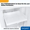 Interior view of a refrigerator or freezer compartment with a white tray inside. Produktbild-Vorschau