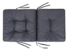 A dark gray tufted cushion for a bench or swing, shown from a top-down view. Náhled obrázku produktu