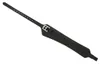 A black leather stirrup strap with a buckle, presented on a white background. Produktbild-Vorschau