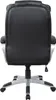 The back view of a black office chair with a silver base and wheels. Produktbild-Vorschau