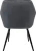 The back view of a single gray velvet dining chair with black metal legs, isolated on a white background. Produktbild-Vorschau