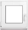 A white PVC window frame with a clear glass pane and a white handle on the right side. Anteprima dell’immagine prodotto