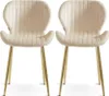 Two beige upholstered chairs with gold legs against a white background. Náhľad obrázku produktu