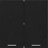 A close-up front view of two black cabinet doors with wood grain texture and silver handles. Produktbild-Vorschau