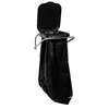 A black trash bag holder with a lid and a large black trash bag hanging from it, isolated on a white background. Podgląd zdjęcia produktu