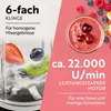 A split image showing a blender jar with fruit and a smoothie in a glass, with marketing text. Podgląd zdjęcia produktu