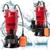 Two red and black submersible pumps with orange float switches are shown against a white background with water splashes. Anteprima dell’immagine prodotto