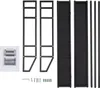 The image shows the components of a black metal wall-mounted wine rack, including side frames, shelves, and mounting hardware, laid out on a white background. Podgląd zdjęcia produktu