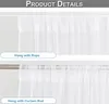 Two close-up views of white sheer curtains demonstrating different hanging methods. Produktbild-Vorschau