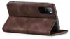 A brown flip cover case for a smartphone is shown standing upright. Produktbild-Vorschau