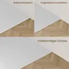 A collage of three images showing different installation methods for a white shower tray on a herringbone wood floor. The top left shows 'Bodeninstallation' (Floor installation), the top right shows 'Eingebettete Installation' (Embedded installation), and  Náhľad obrázku produktu