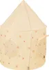 A light beige children's play tent shaped like a pavilion, decorated with small pink stars and hearts, set against a white background. Náhled obrázku produktu
