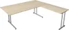 Schreibtisch start up Fuß silber BxT 180x180cm ahorn Produktbild-Vorschau 3